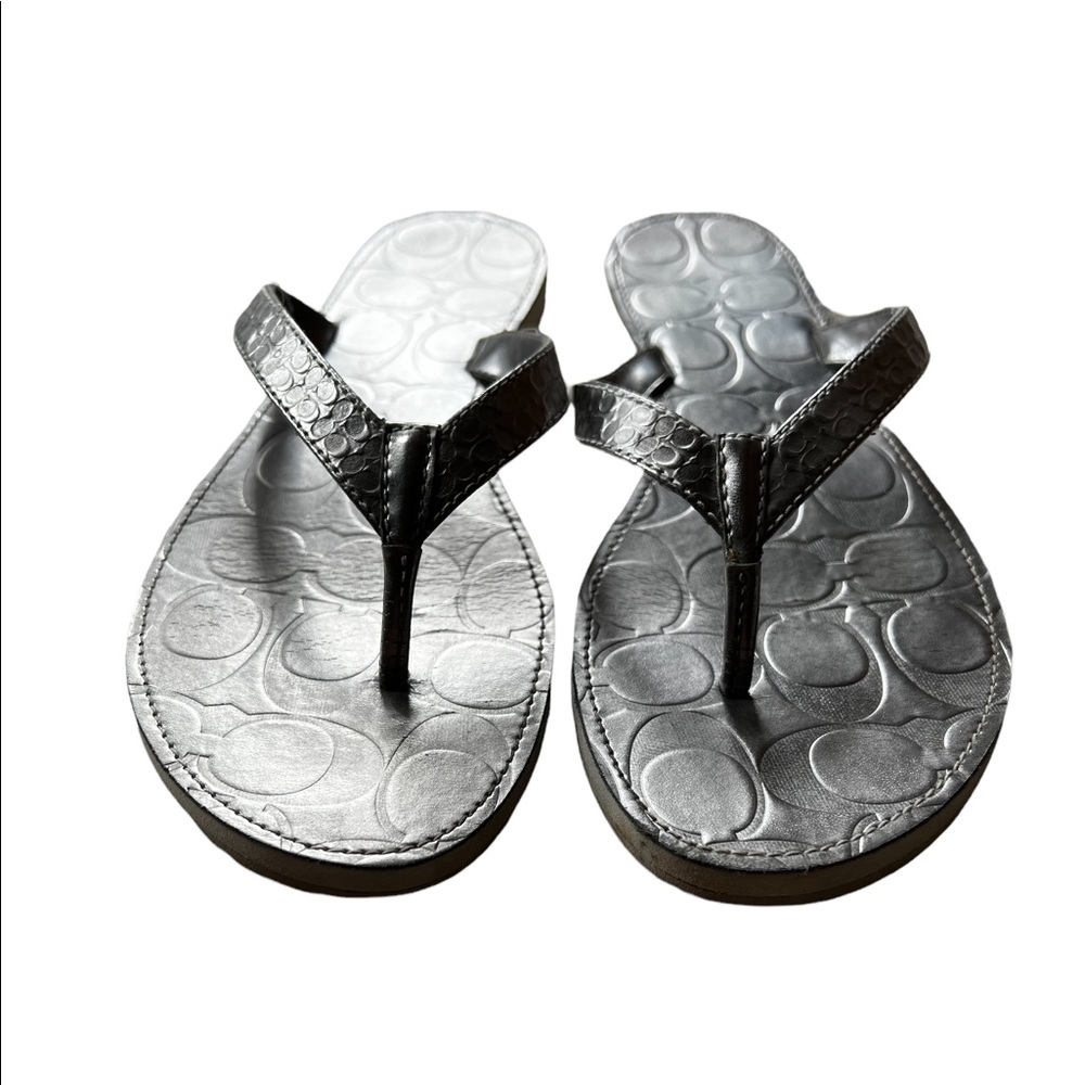 Coach Silver Sandals / Flip Flops Size 8